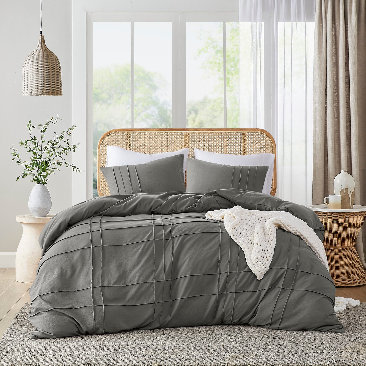 Soft Washed Pleated Duvet Cover Set