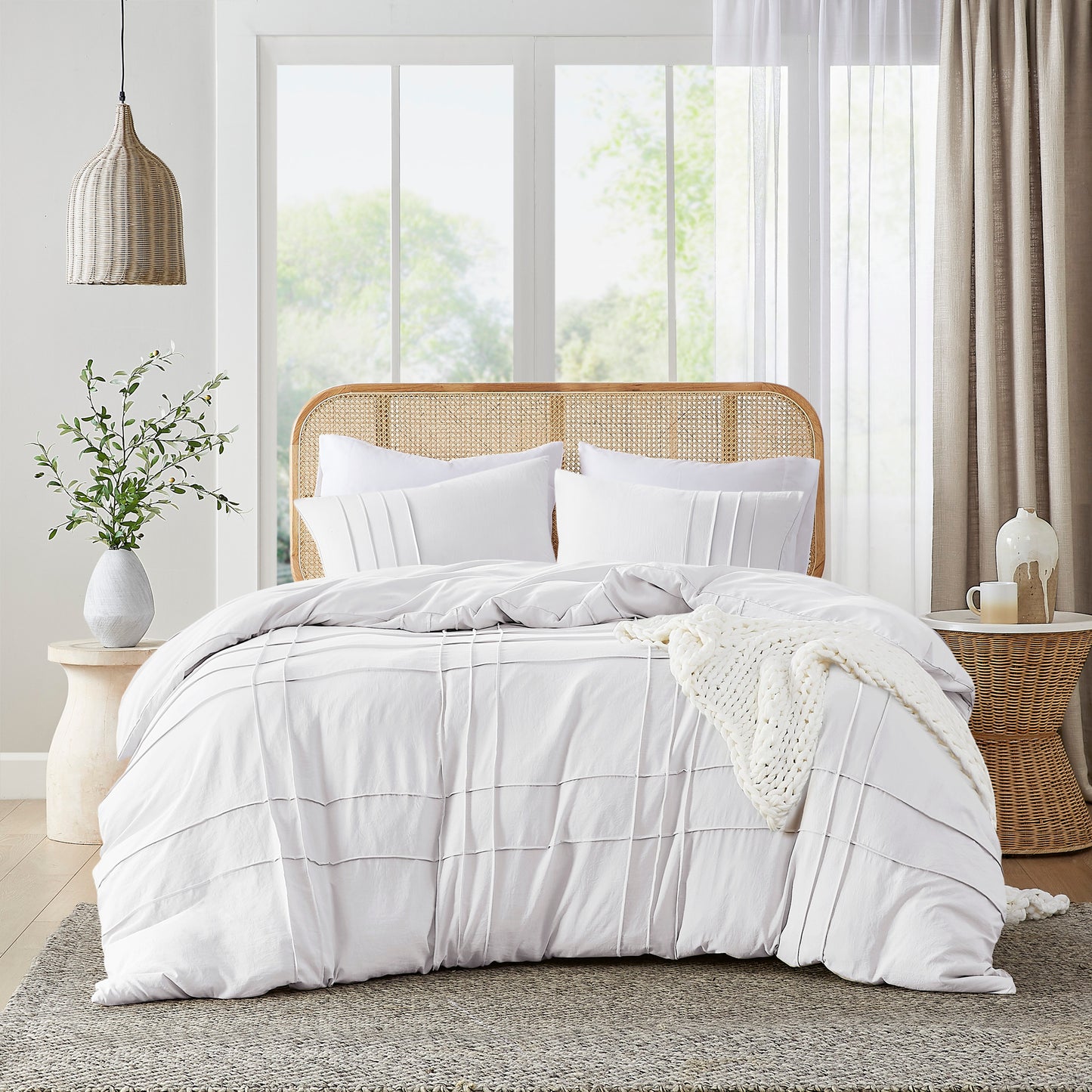 Soft Washed Pleated Duvet Cover Set