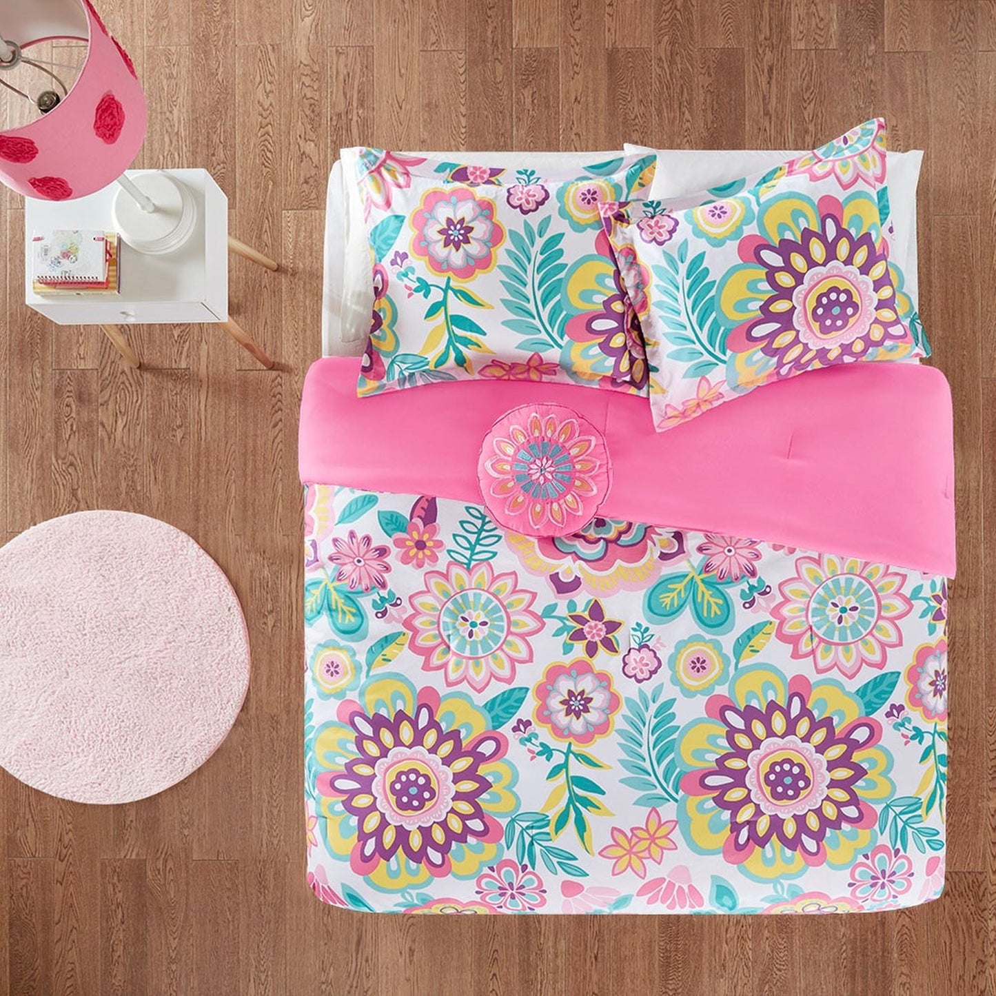 Comforter Sets 4-Piece Floral Kids Bed Sets for All Season Bedding Comforter Sets for Girls