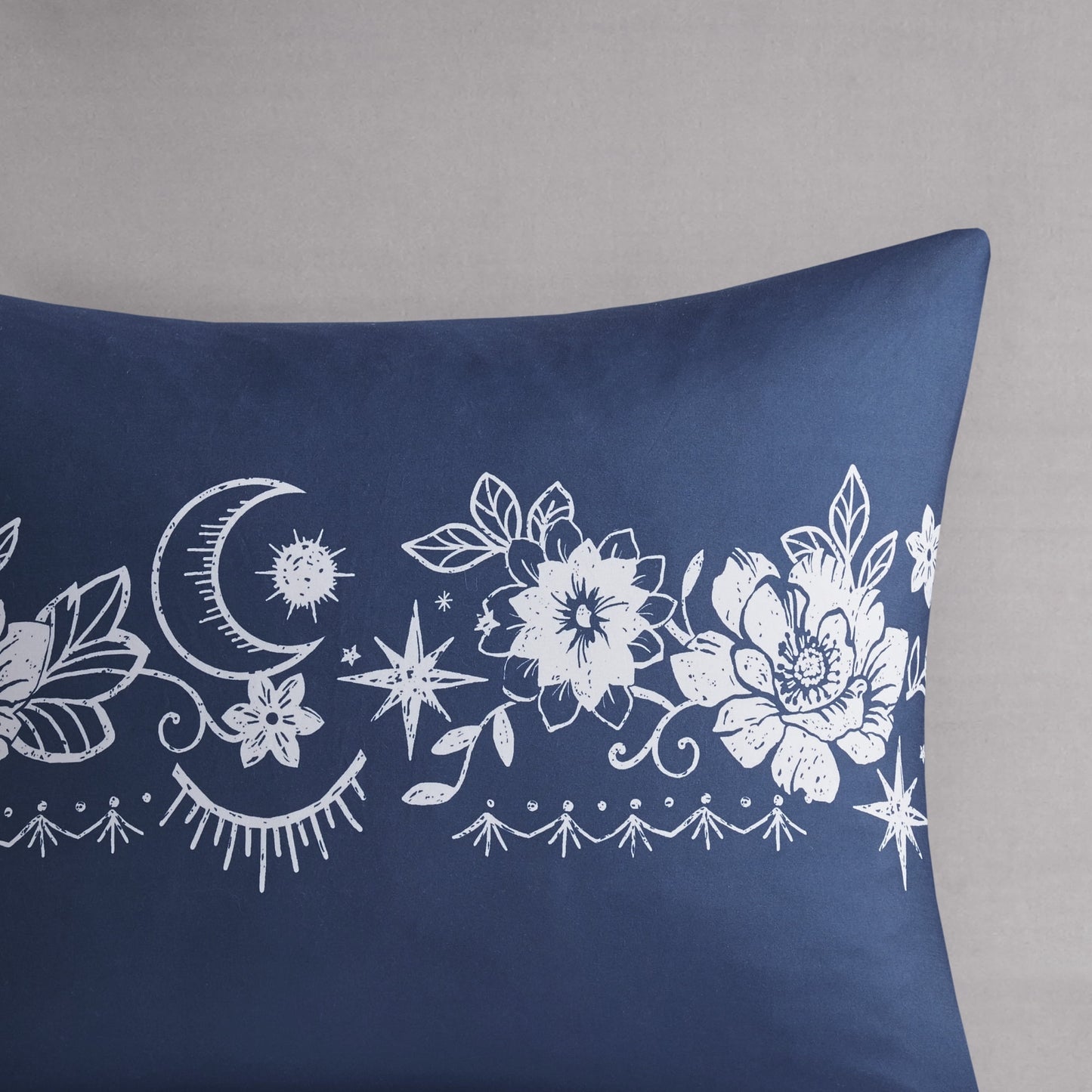 4-Piece Polyester Fabric Printed Comforter Set in Navy