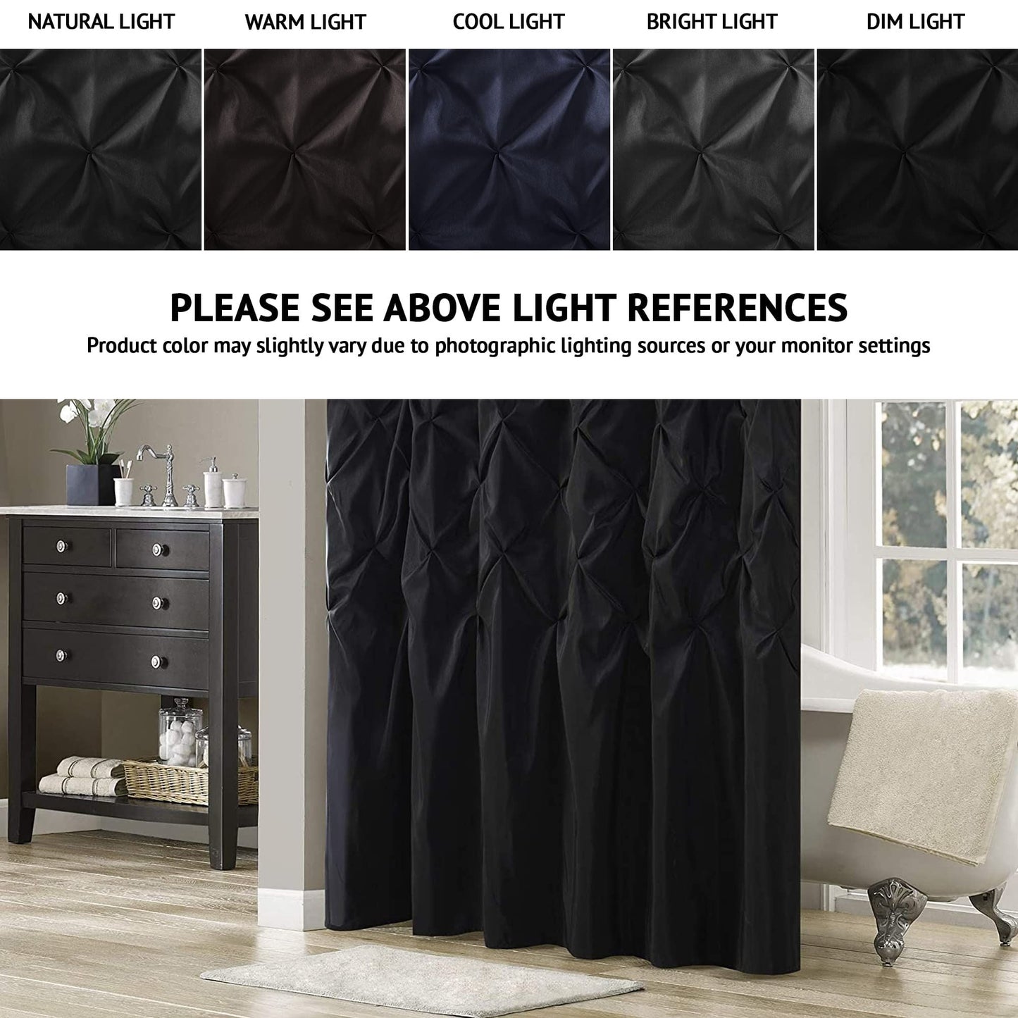 Shower Curtain Faux Satin Bath Curtain with 12 Button Holes Lightweight Bathroom Curtain Decor