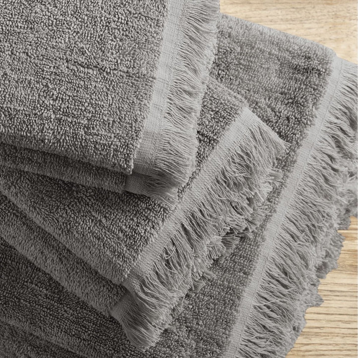 6-Piece Cotton Bath Towel Set, Soft and Absorbent Bath Towels, Charcoal