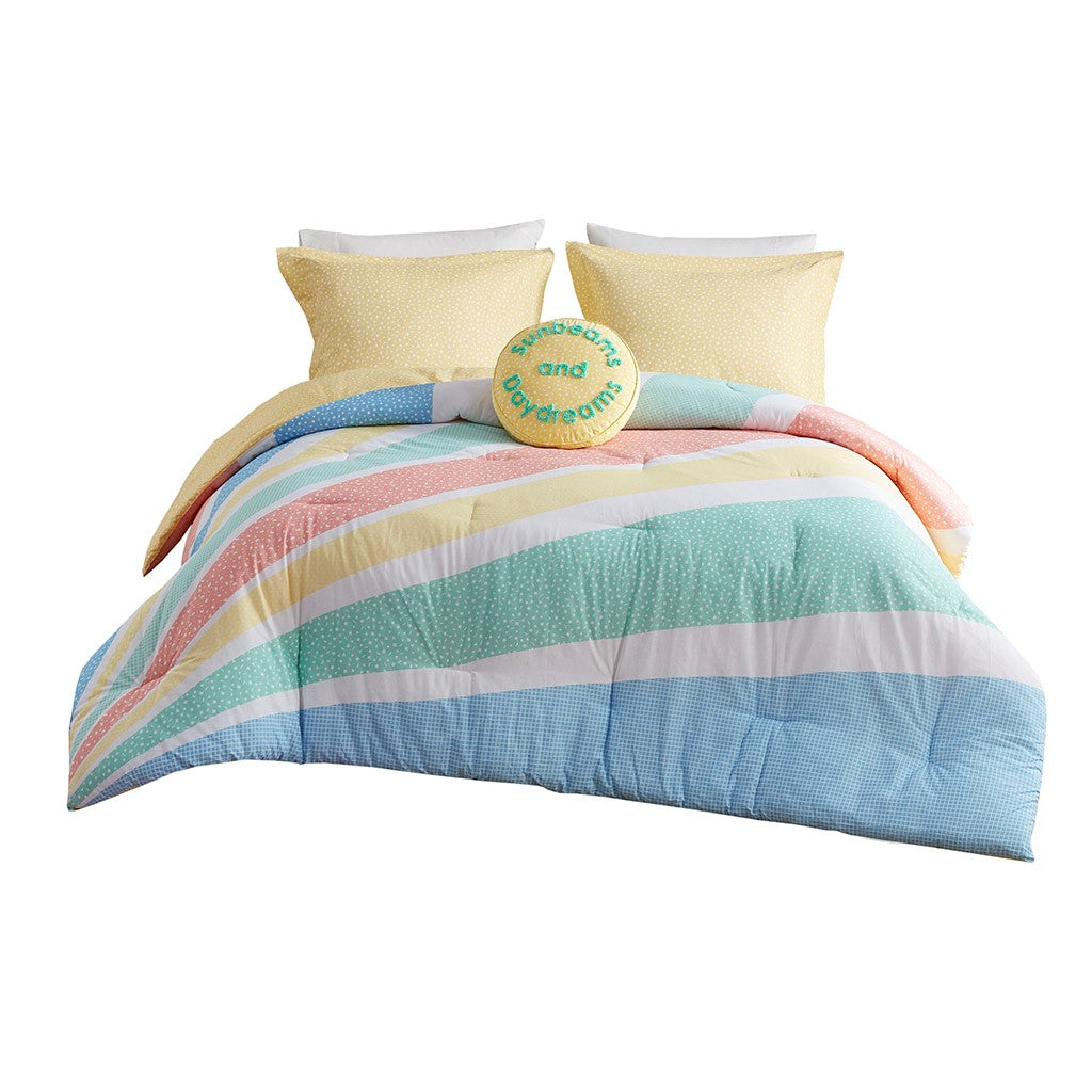 Rainbow Sunburst Reversible Cotton Comforter Set