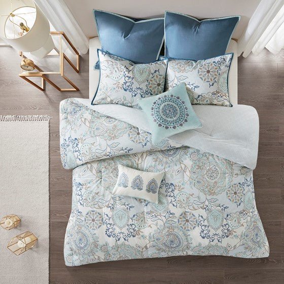 Cotton Floral Printed Reversible Comforter Set