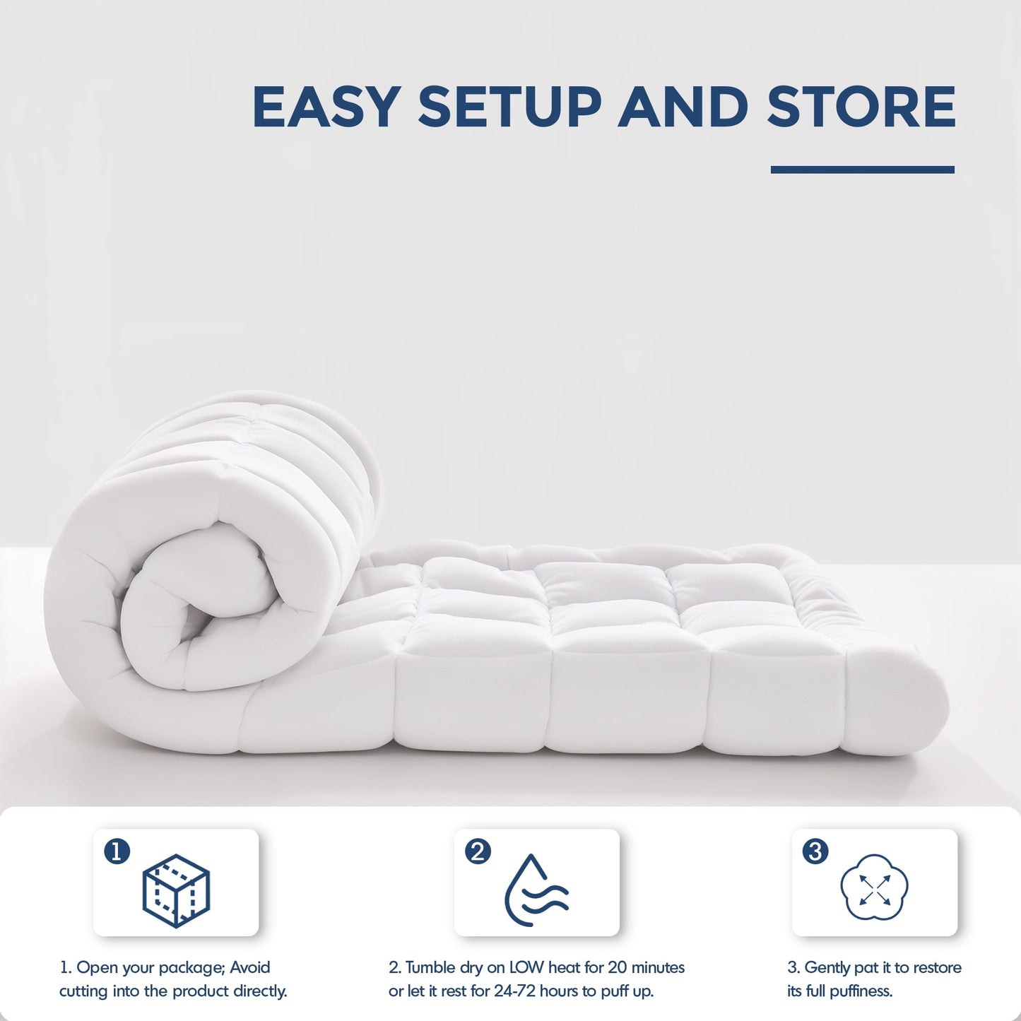 White Quilted Fitted Mattress Pad Cover with Deep Pocket, Waterproof Mattress Protector, Cloud Soft Down Alternative Mattress Cover, Machine Washable