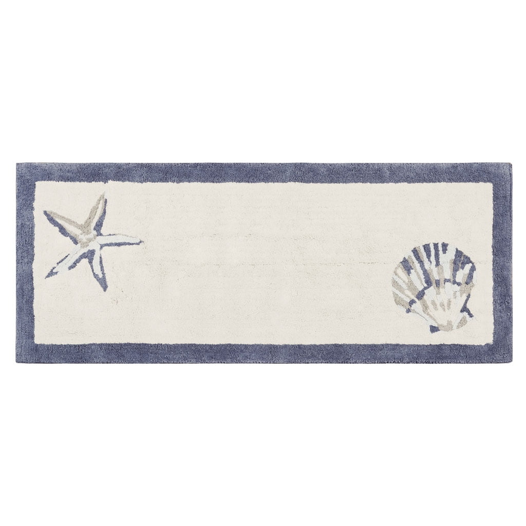 Cotton Bathroom Rug Reversible Coastal Machine Washable