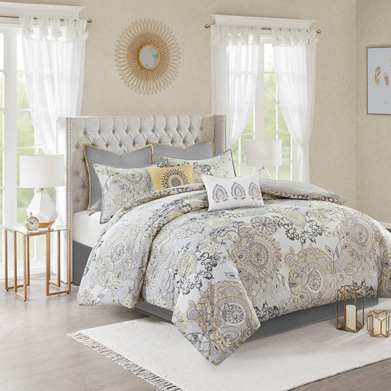 Cotton Floral Printed Reversible Comforter Set