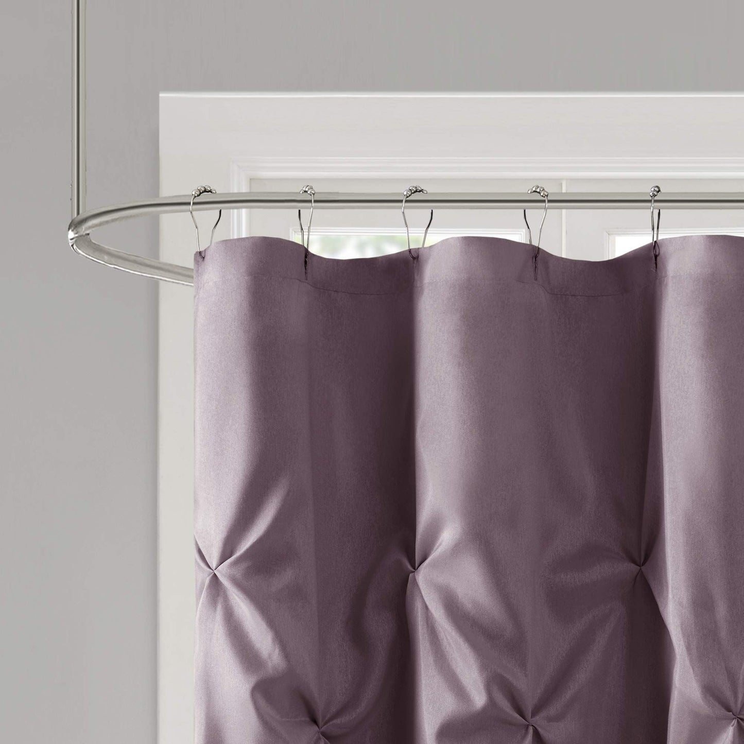 Shower Curtain Faux Satin Bath Curtain with 12 Button Holes Lightweight Bathroom Curtain Decor