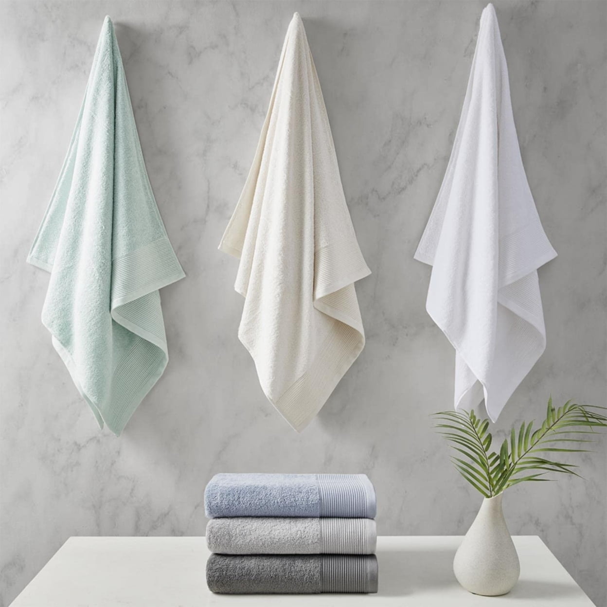 6-Piece Modern Cotton and Tencel Lyocel Towel Set