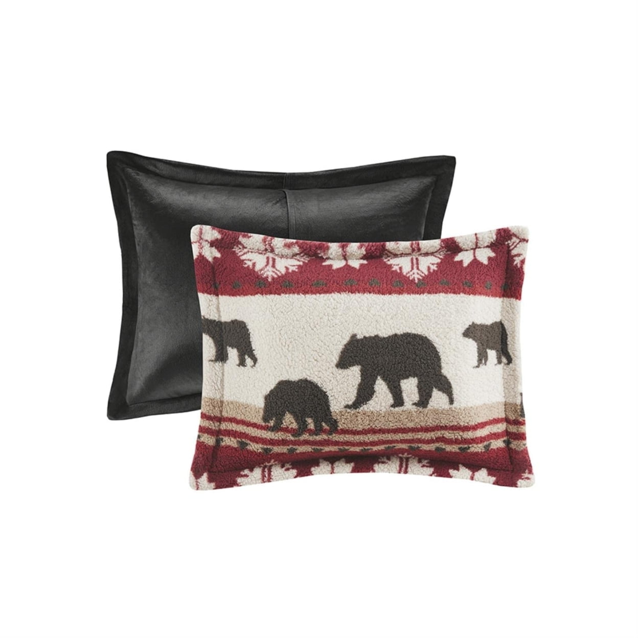 Printed Sherpa Comforter Set with Red and Black