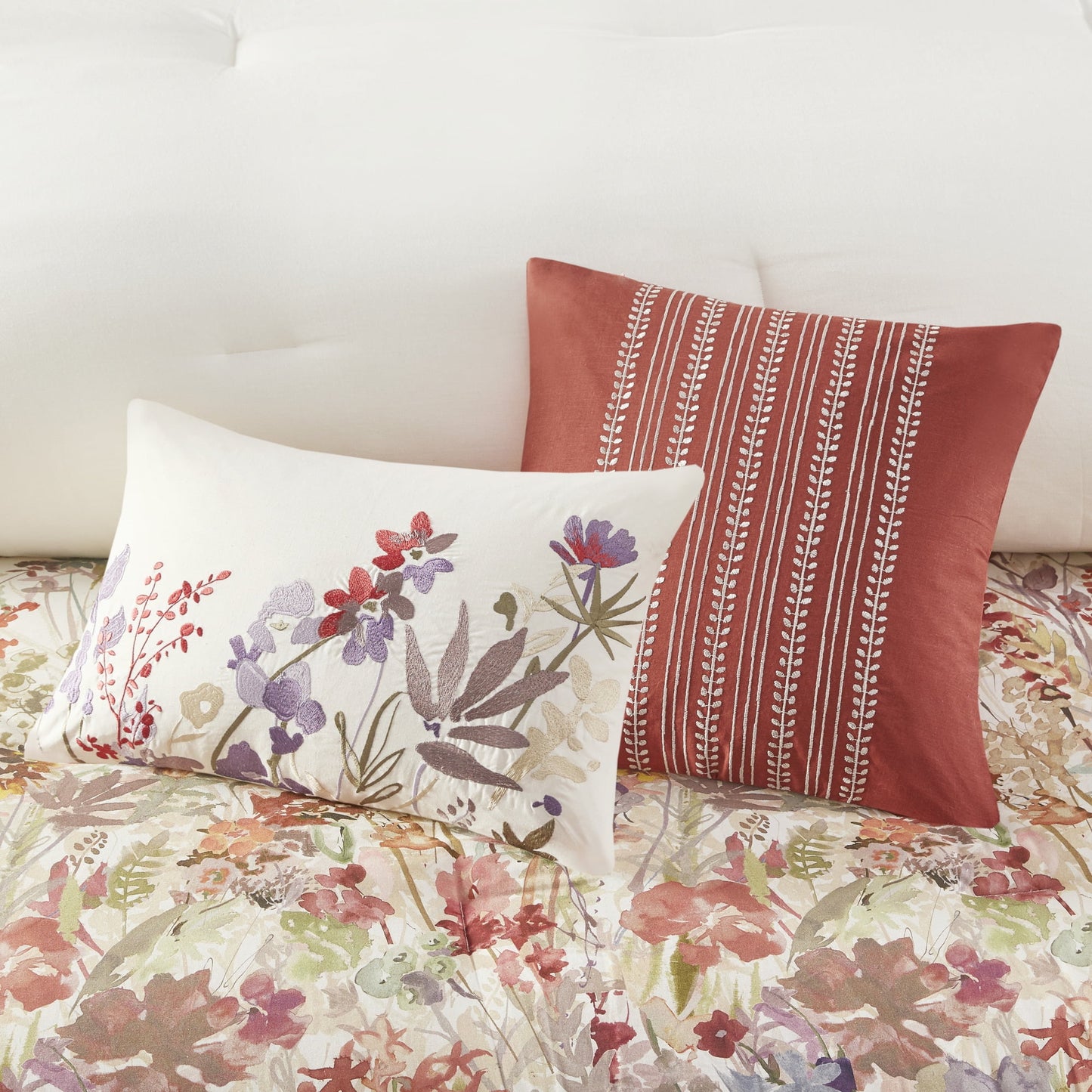 7 Piece Cotton Printed Comforter Set, Multi