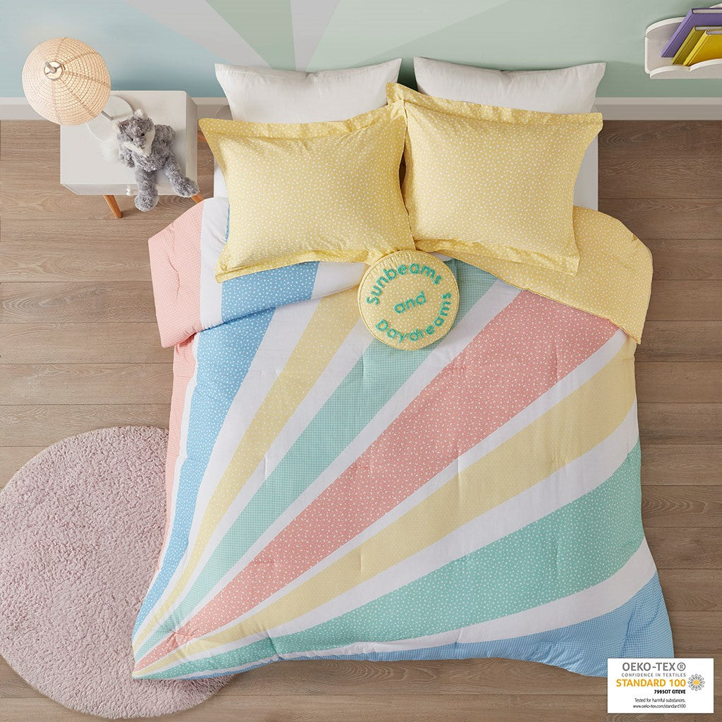 Rainbow Sunburst Reversible Cotton Comforter Set