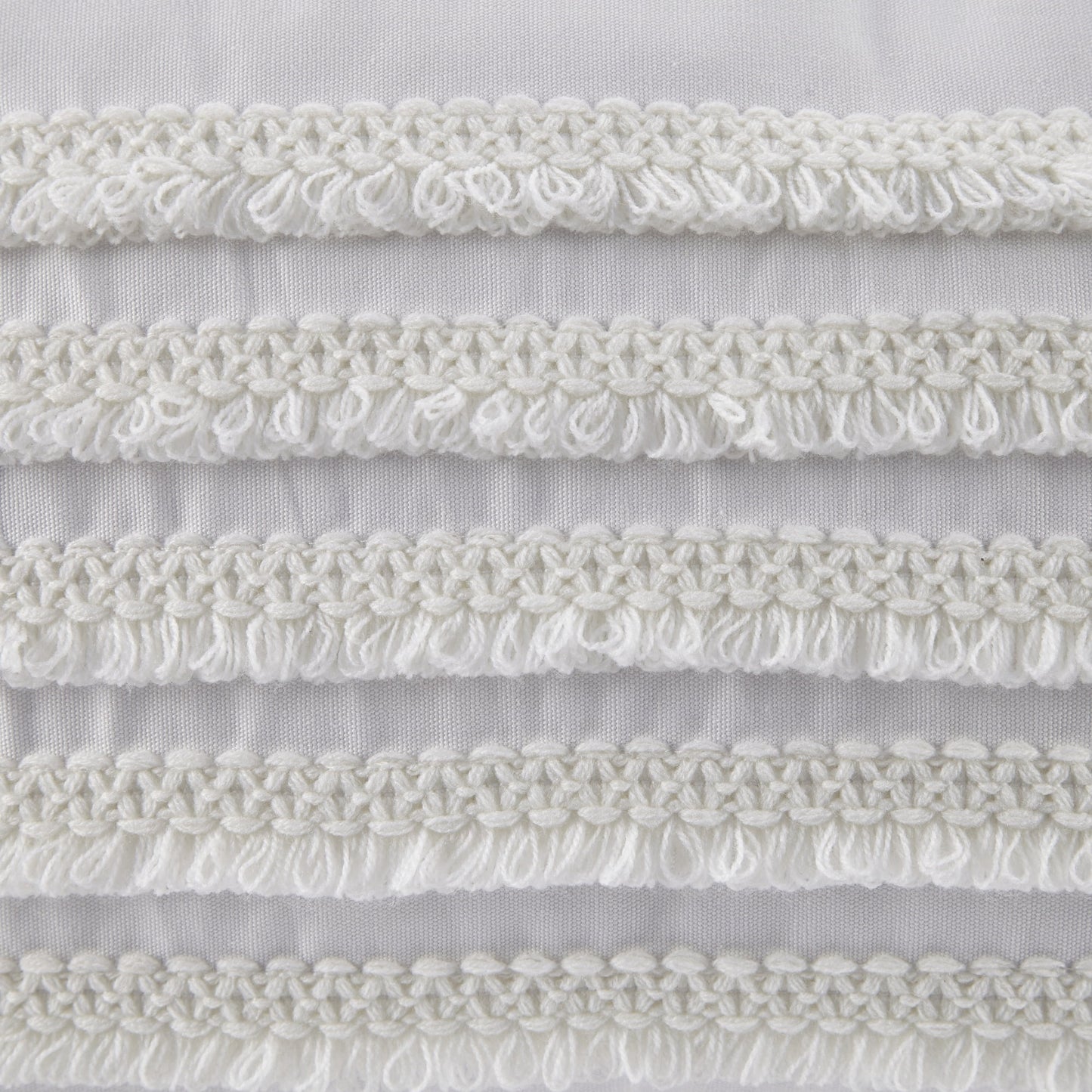 Cotton Oblong Pillow with Tassel Fringe, Ivory