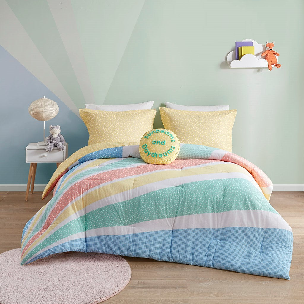 Rainbow Sunburst Reversible Cotton Comforter Set