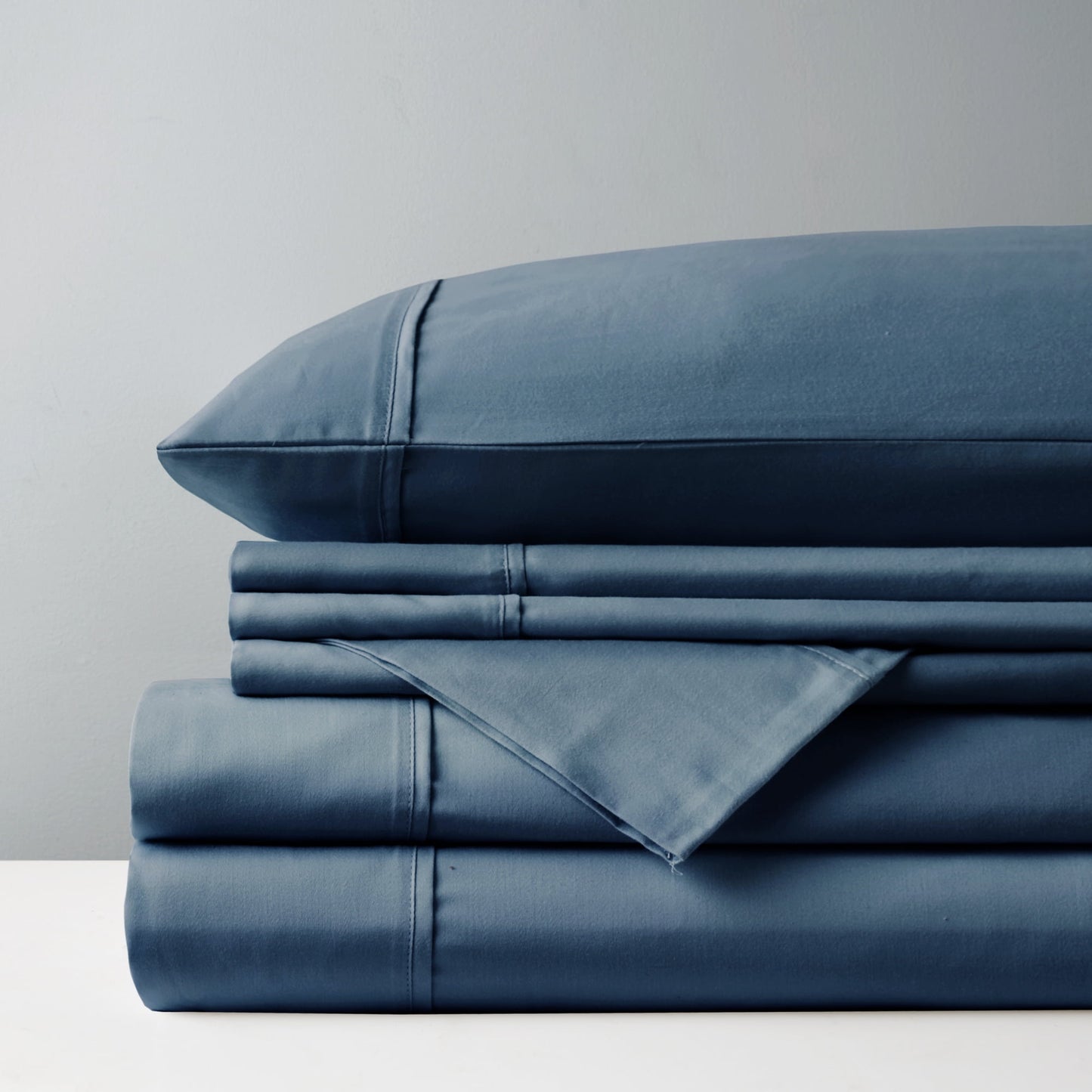 800 Thread Count Cotton Blend Sateen Sheet Set, Solid Plain Bed Sheets