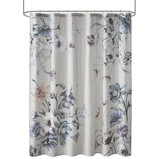 Floral Printed Cotton Shower Curtain, 72” x 72"