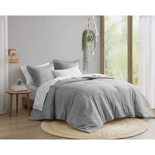 Chambray Print Microfiber Comforter Set with Bed Sheets