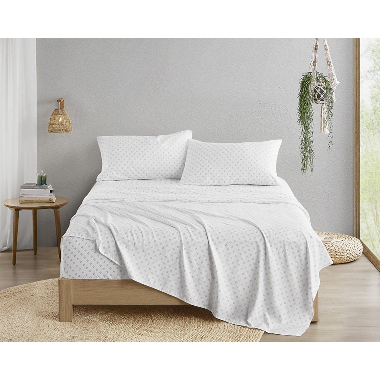 Chambray Print Microfiber Comforter Set with Bed Sheets