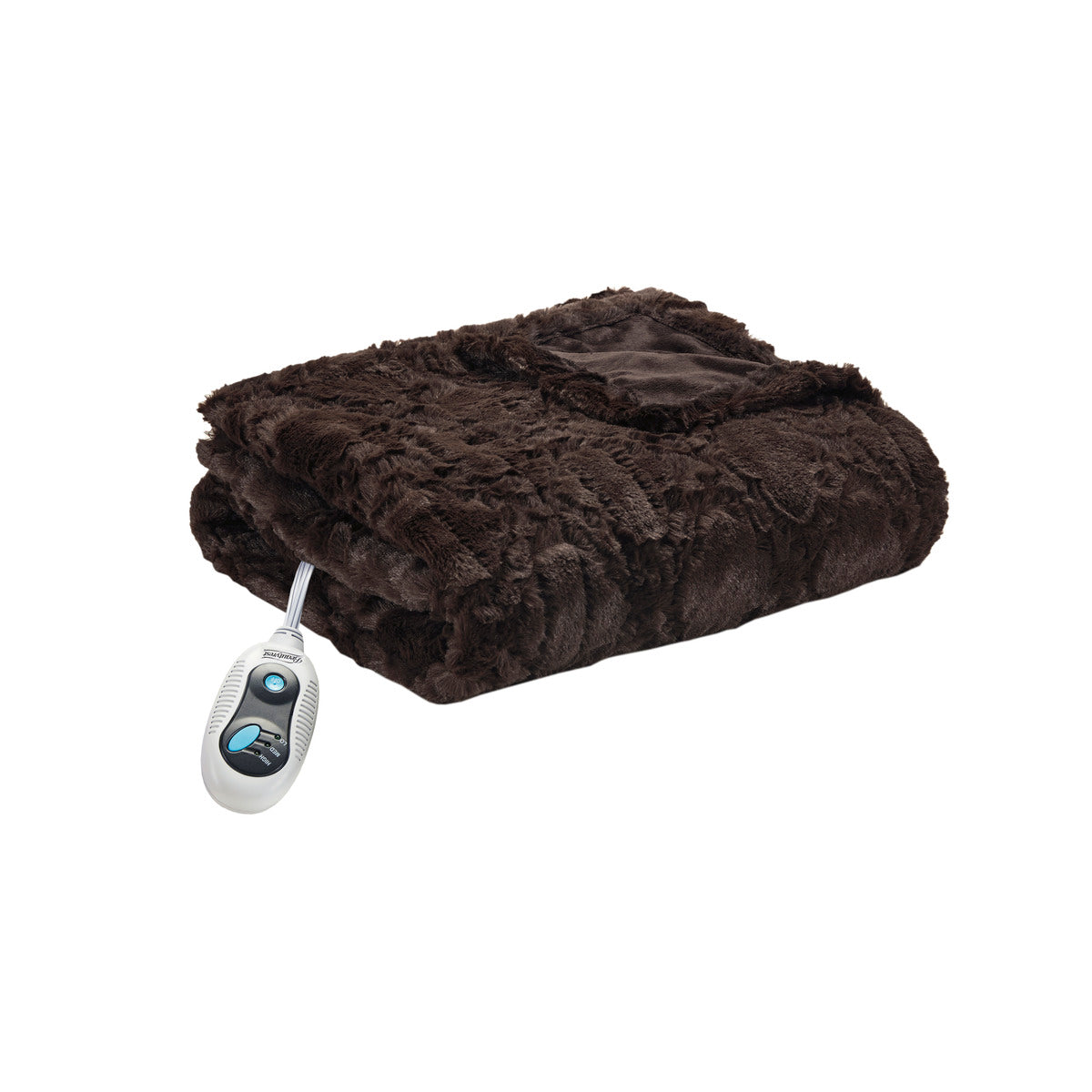 Electric Brushed Long Faux Fur Throw Heated Blanket