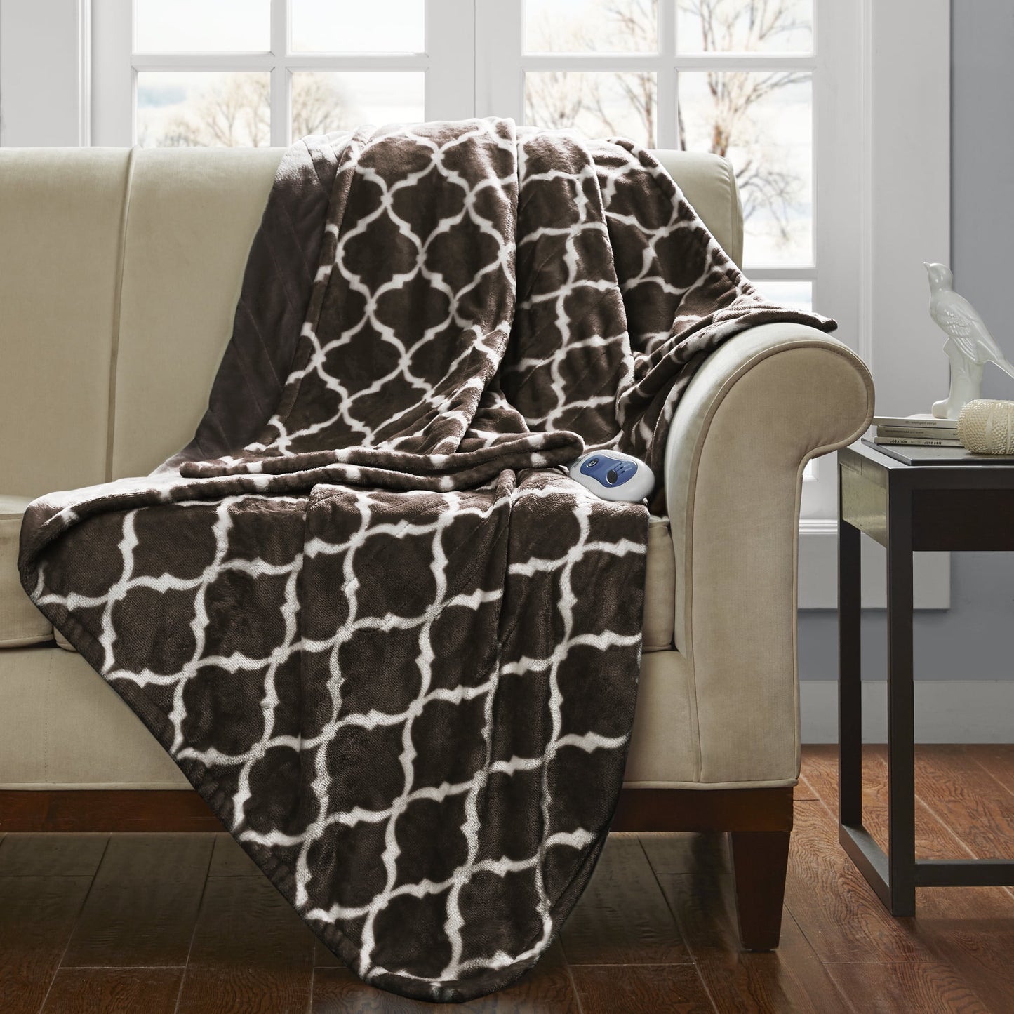 Heated Oversized Electric Throw Blanket, Brown