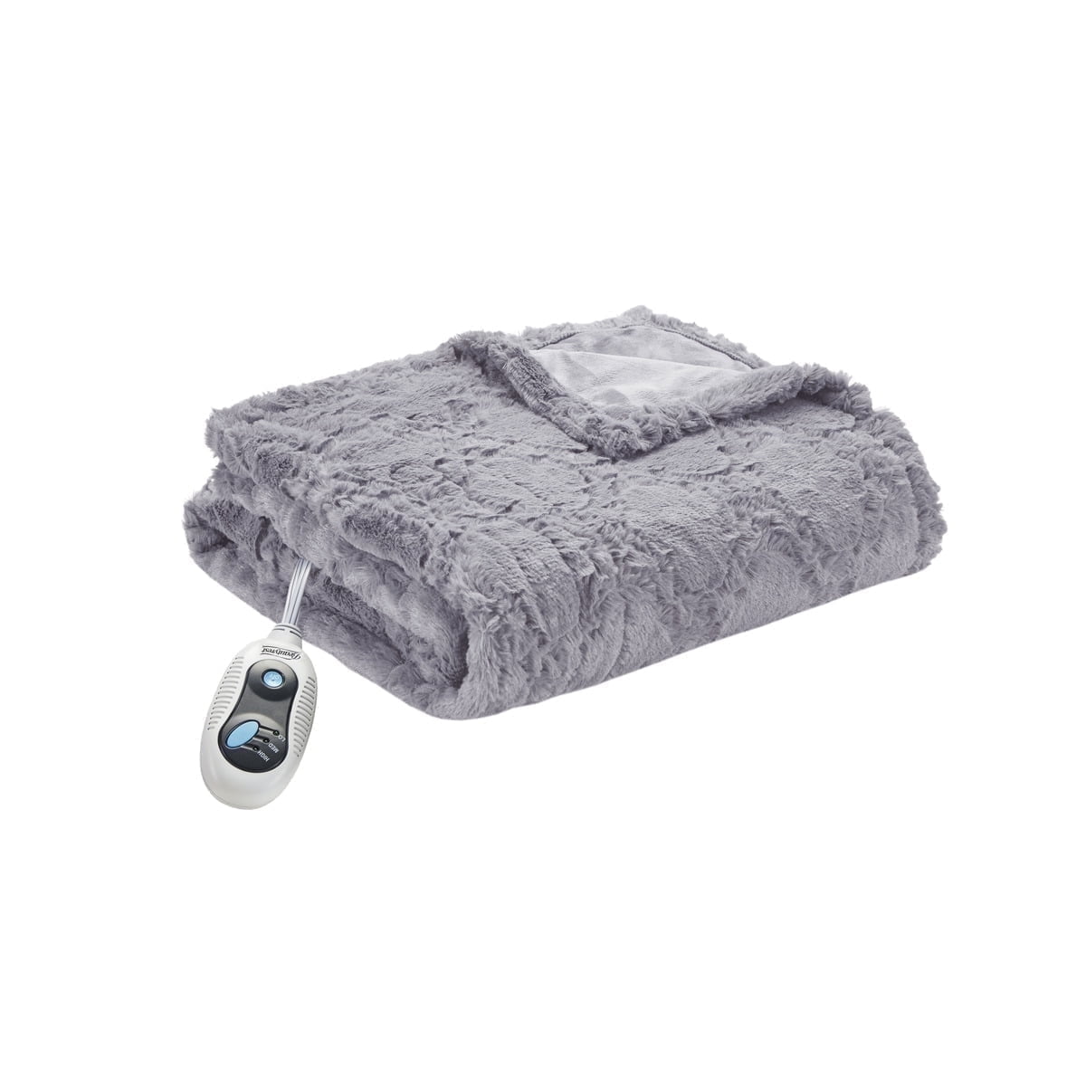 Electric Brushed Long Faux Fur Throw Heated Blanket