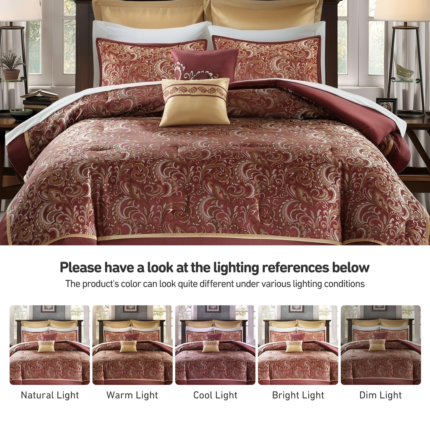 Jacquard Comforter Set with Bedskirt and Decor Pillows