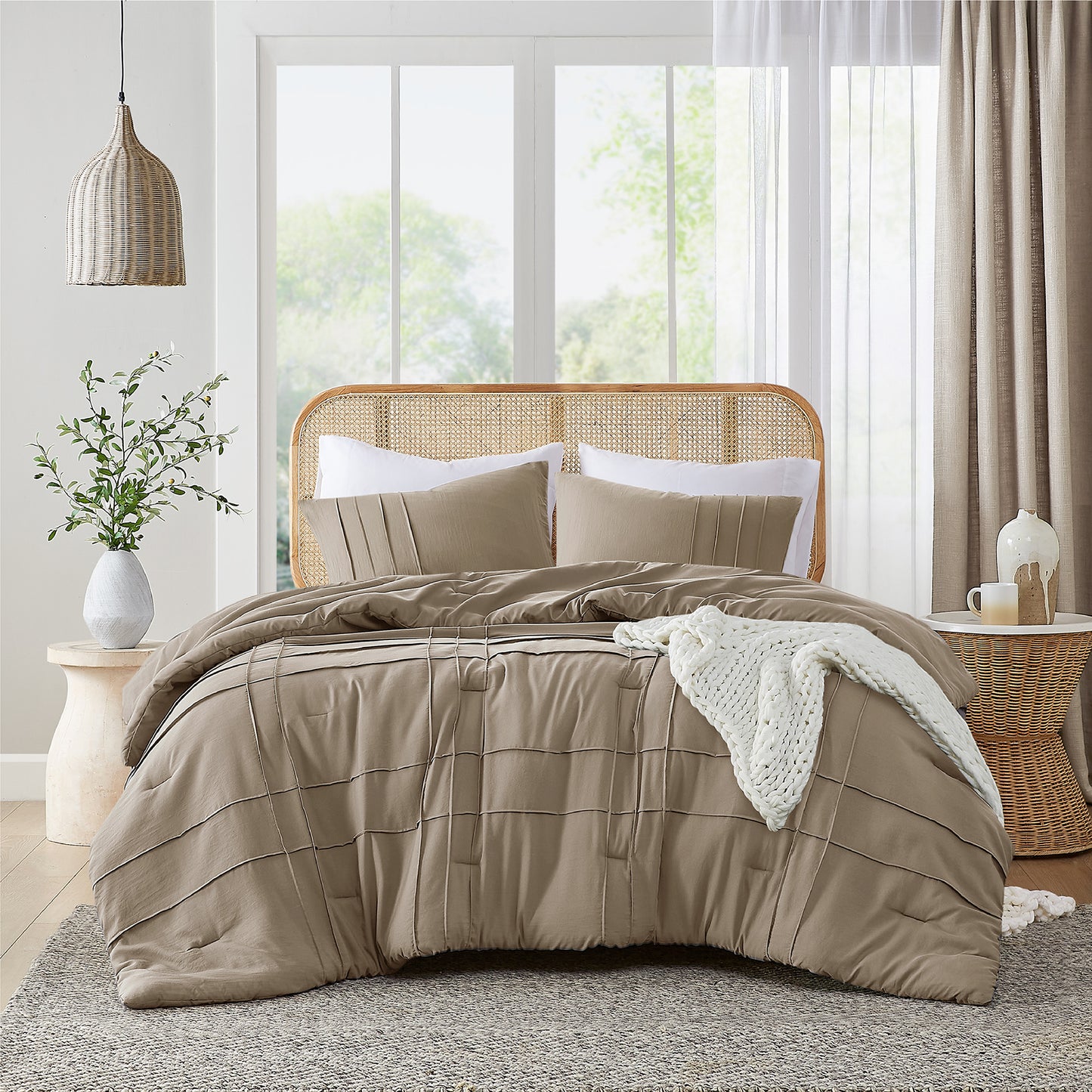 Soft Washed Pleated Comforter Set