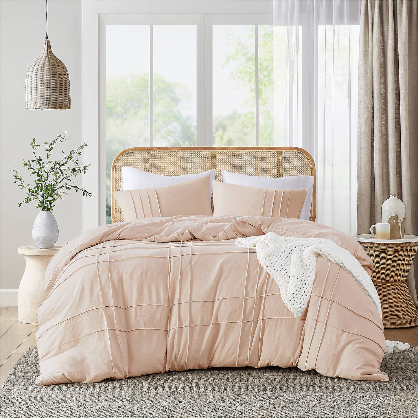 Soft Washed Pleated Duvet Cover Set