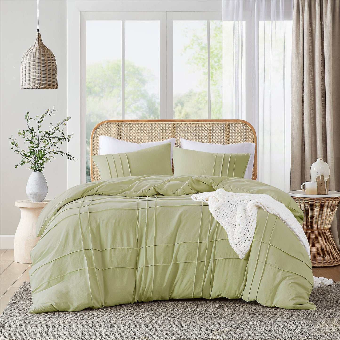 Soft Washed Pleated Duvet Cover Set