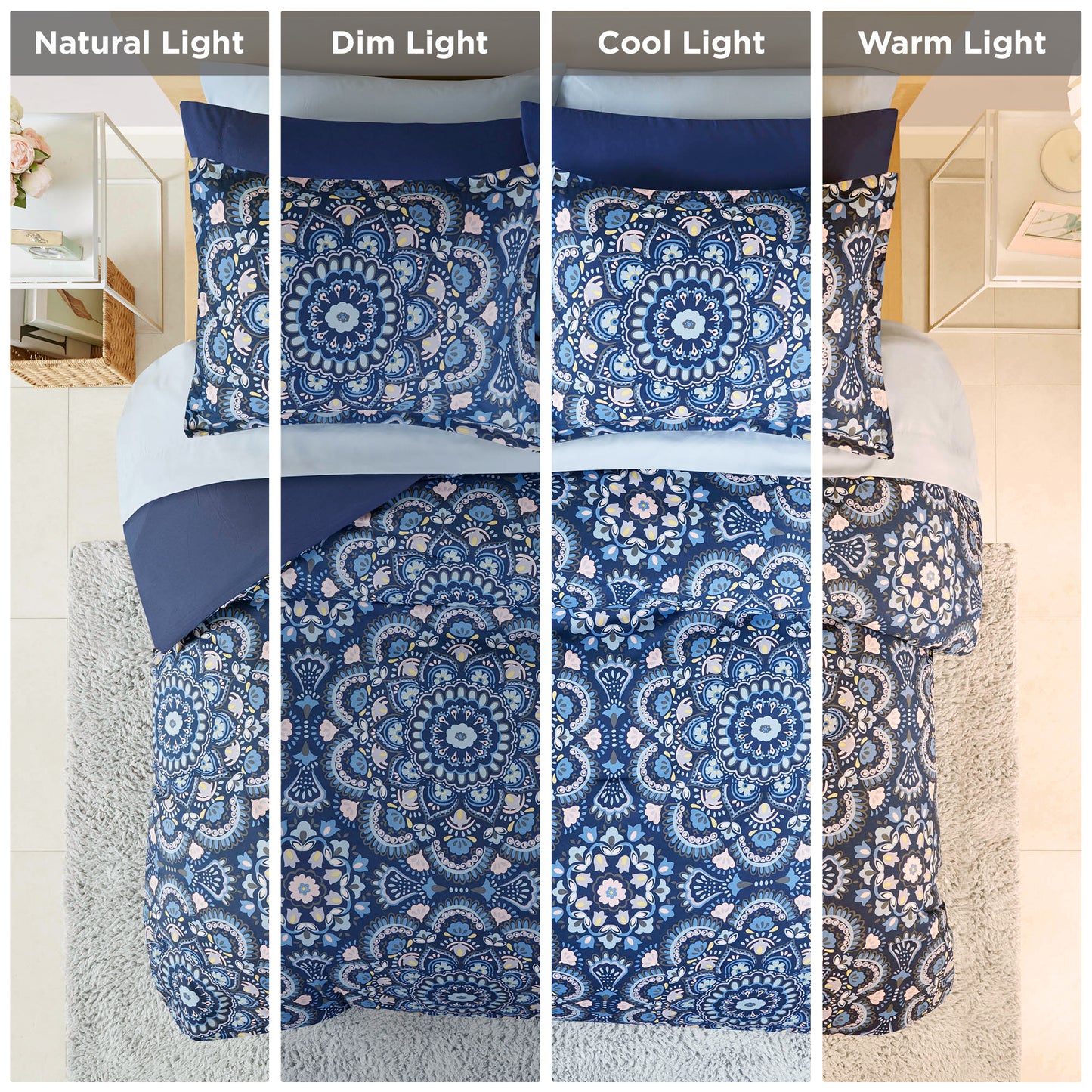 Medallion pattern comforter with Sheet Set