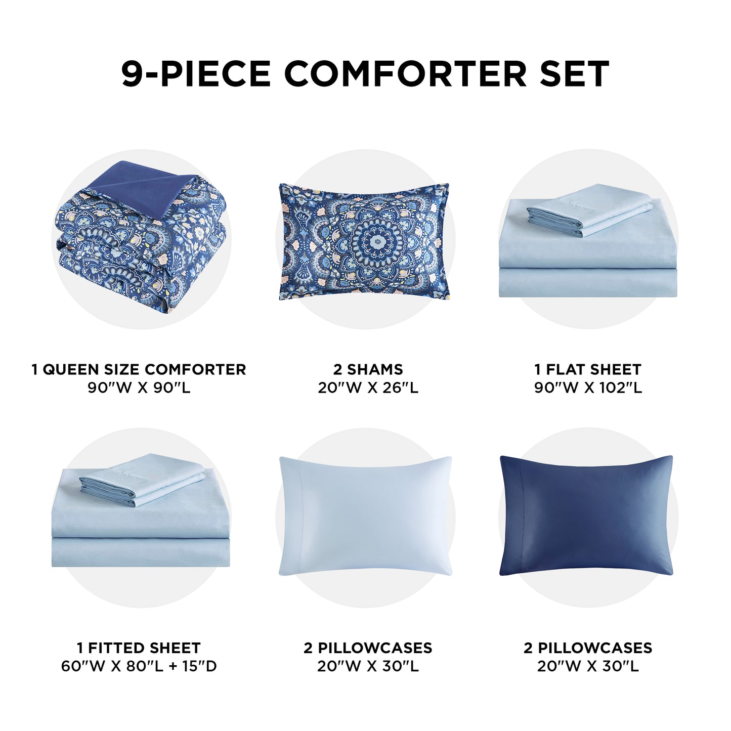 Medallion pattern comforter with Sheet Set