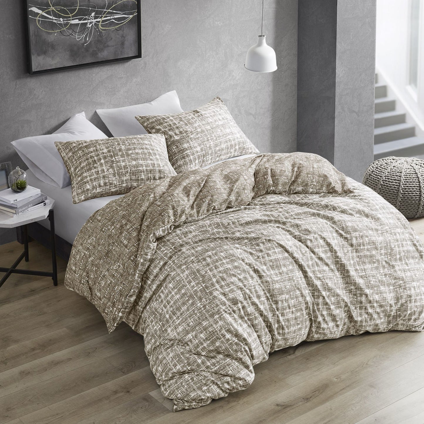Textured Print Reversible Duvet Cover Set