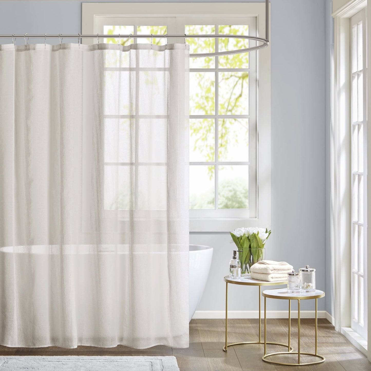 Sheer Shower Curtain with Textured Design