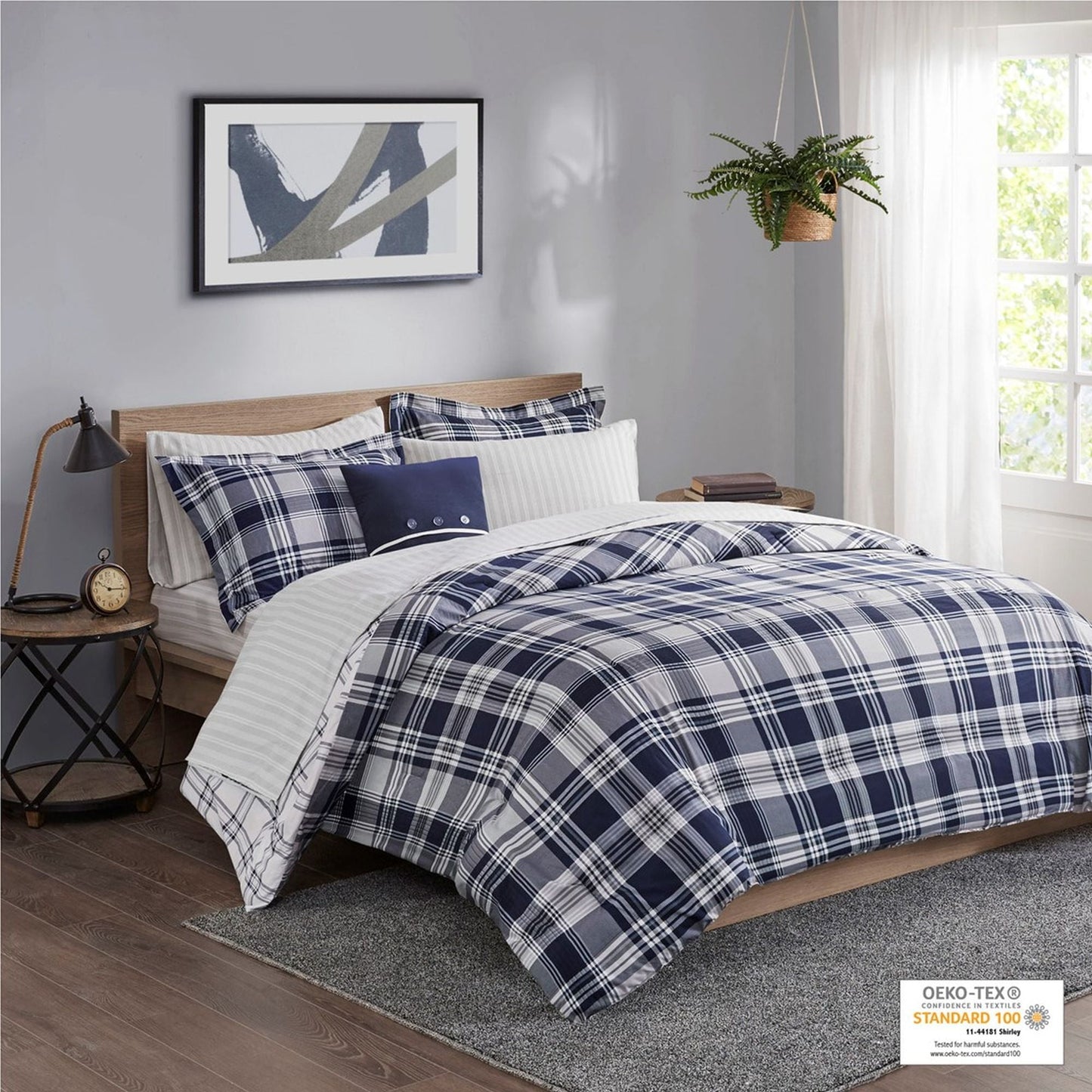 8 Piece Comforter Set with Bed Sheets, Navy