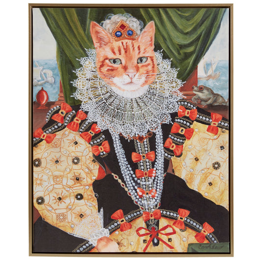 Royal Cat Portrait Renaissance Style Kitty Framed Canvas Wall Art