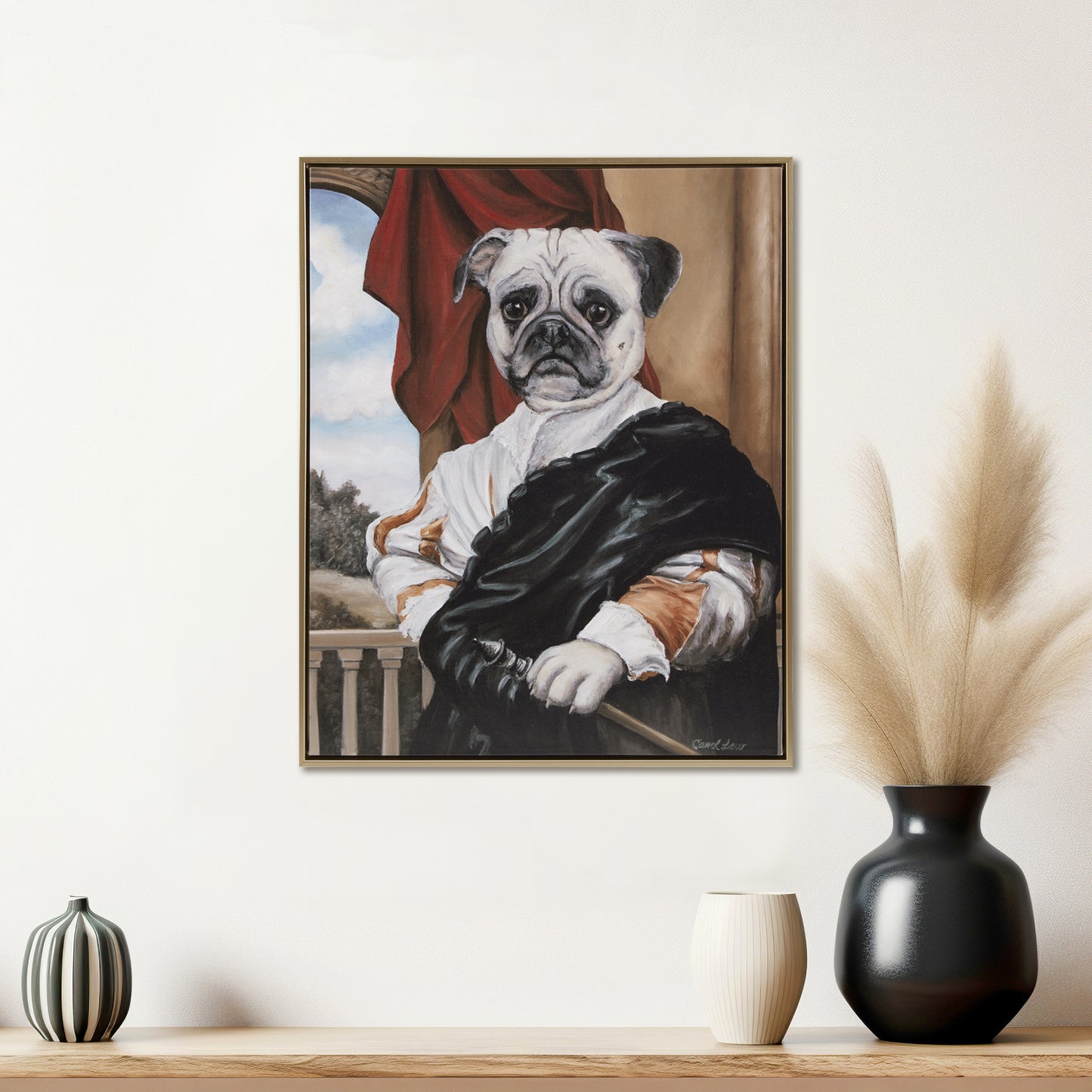 Royal Cat Portrait Renaissance Style Kitty Framed Canvas Wall Art