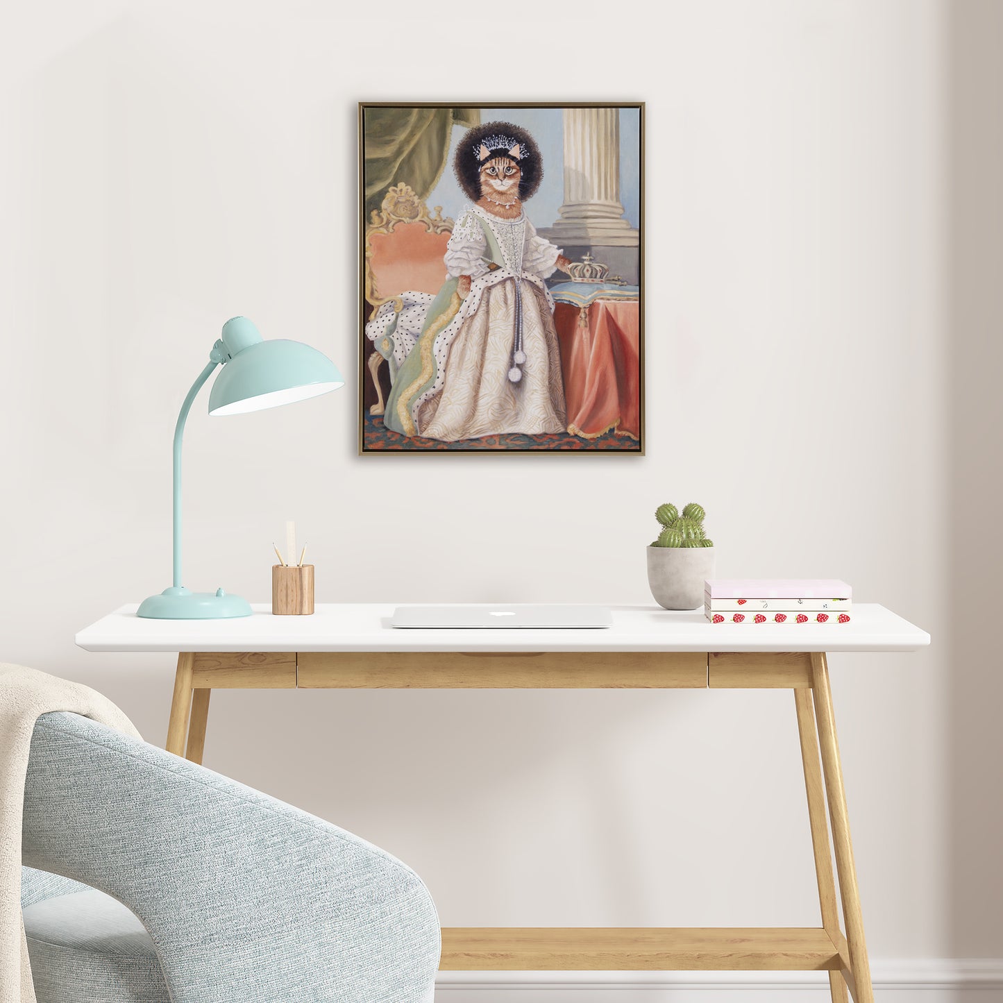 Royal Cat Portrait Renaissance Style Kitty Framed Canvas Wall Art