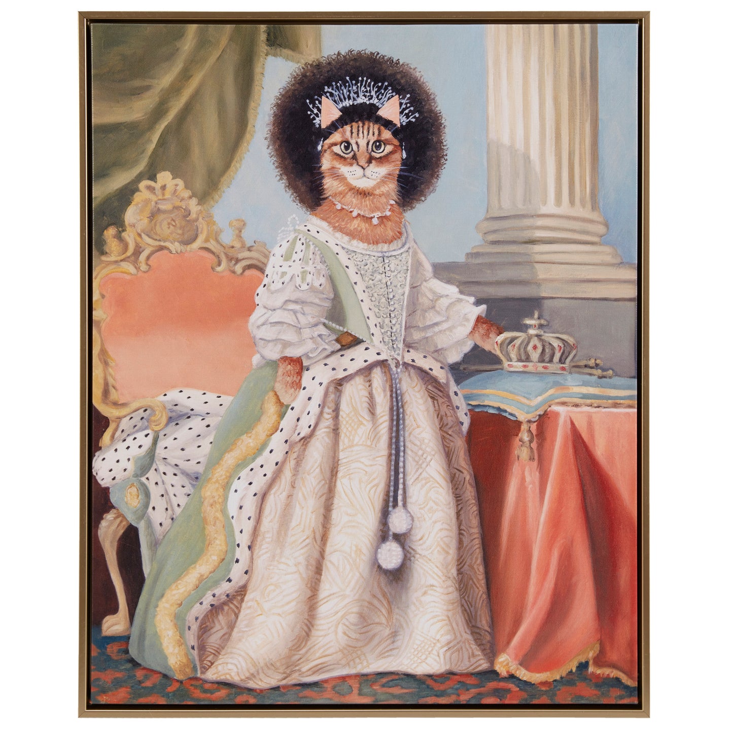 Royal Cat Portrait Renaissance Style Kitty Framed Canvas Wall Art