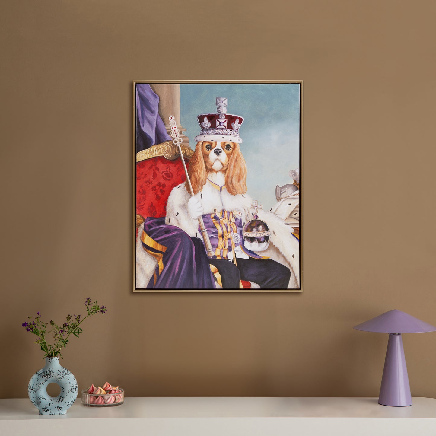Royal Cat Portrait Renaissance Style Kitty Framed Canvas Wall Art
