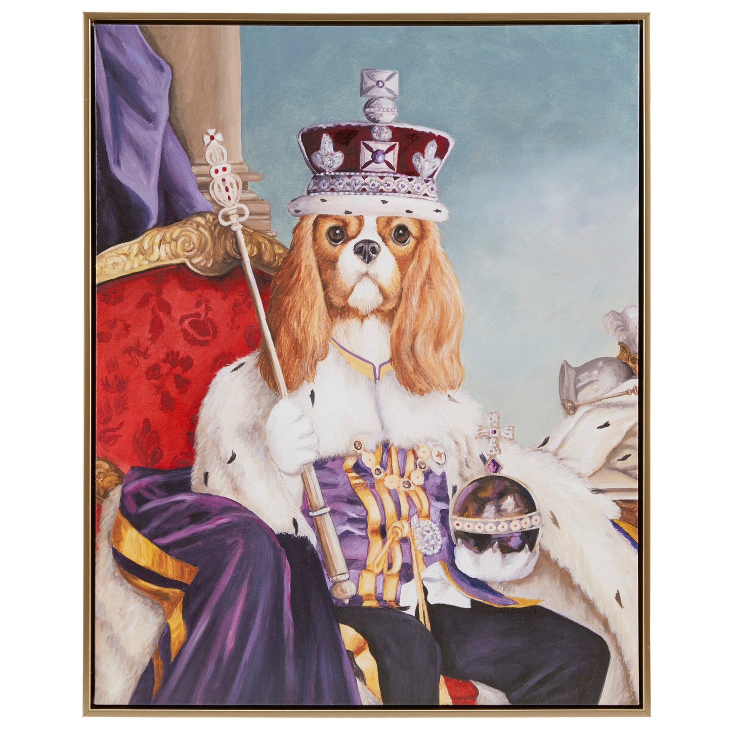 Royal Cat Portrait Renaissance Style Kitty Framed Canvas Wall Art