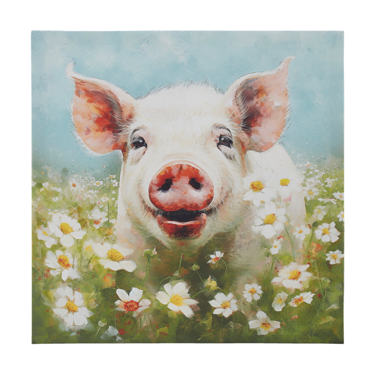 Farmhouse Style Sunshine Animals Pig Printed on Canvas Wall Art
