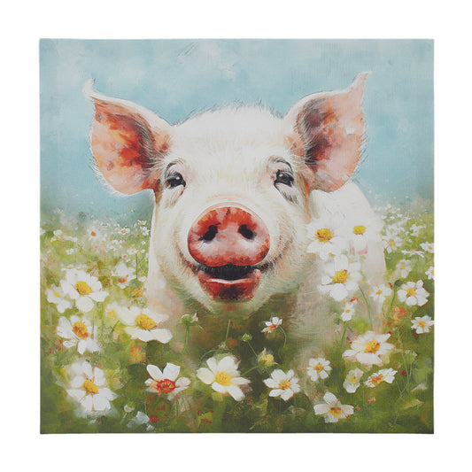 Farmhouse Style Sunshine Animals Pig Printed on Canvas Wall Art