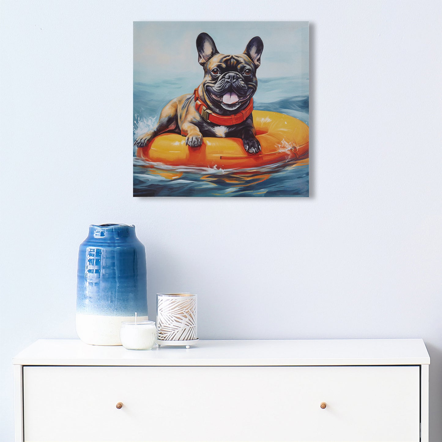 Beach Dogs Playful Yorkie Printed on Canvas Wall Art
