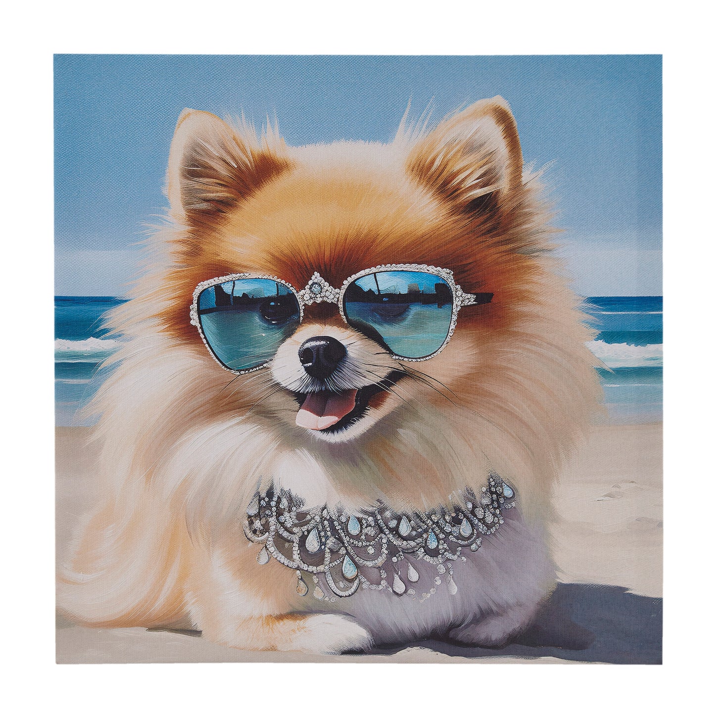 Beach Dogs Playful Yorkie Printed on Canvas Wall Art