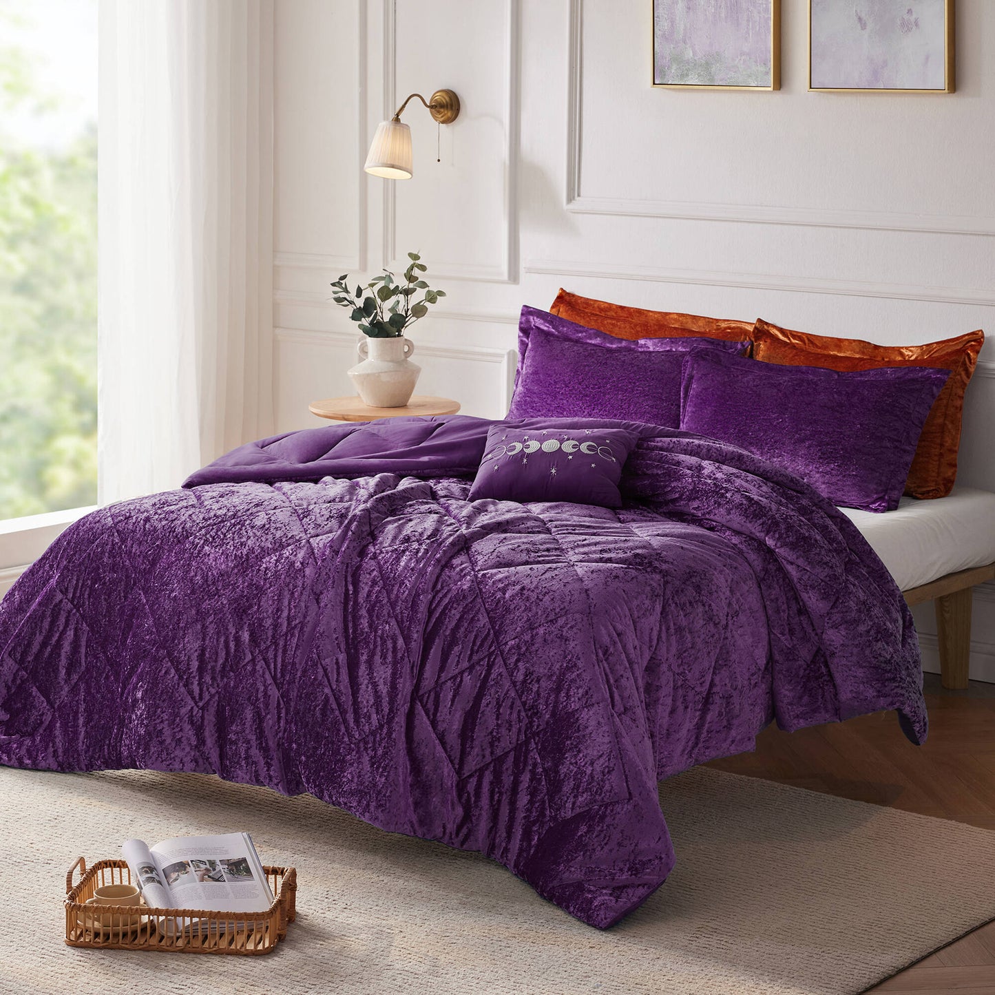 Velvet Comforter Set with Throw Pillow