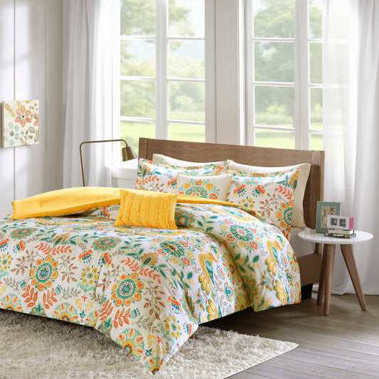 Floral medallions and bird motifs Comforter Bedding Set