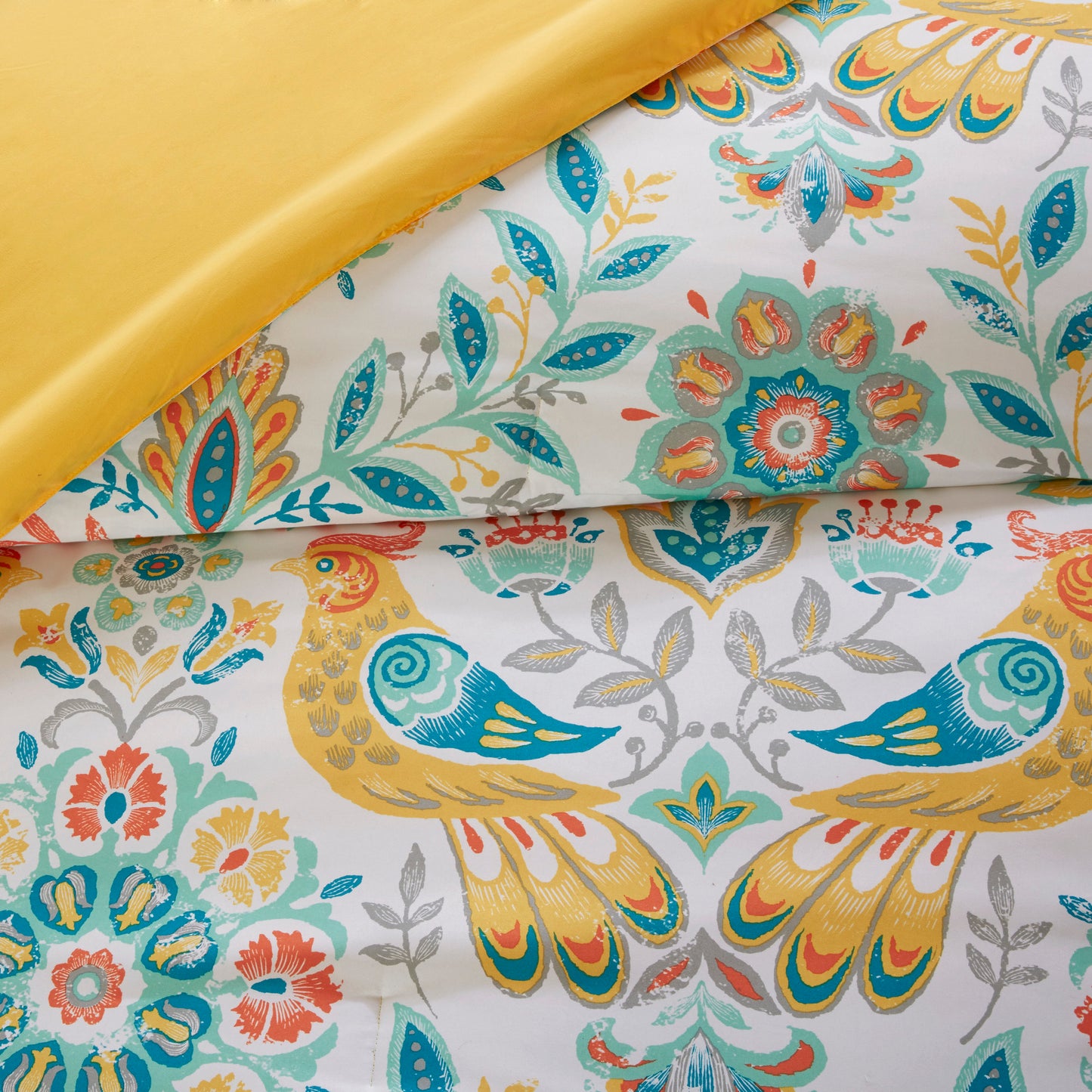 Floral medallions and bird motifs Comforter Bedding Set