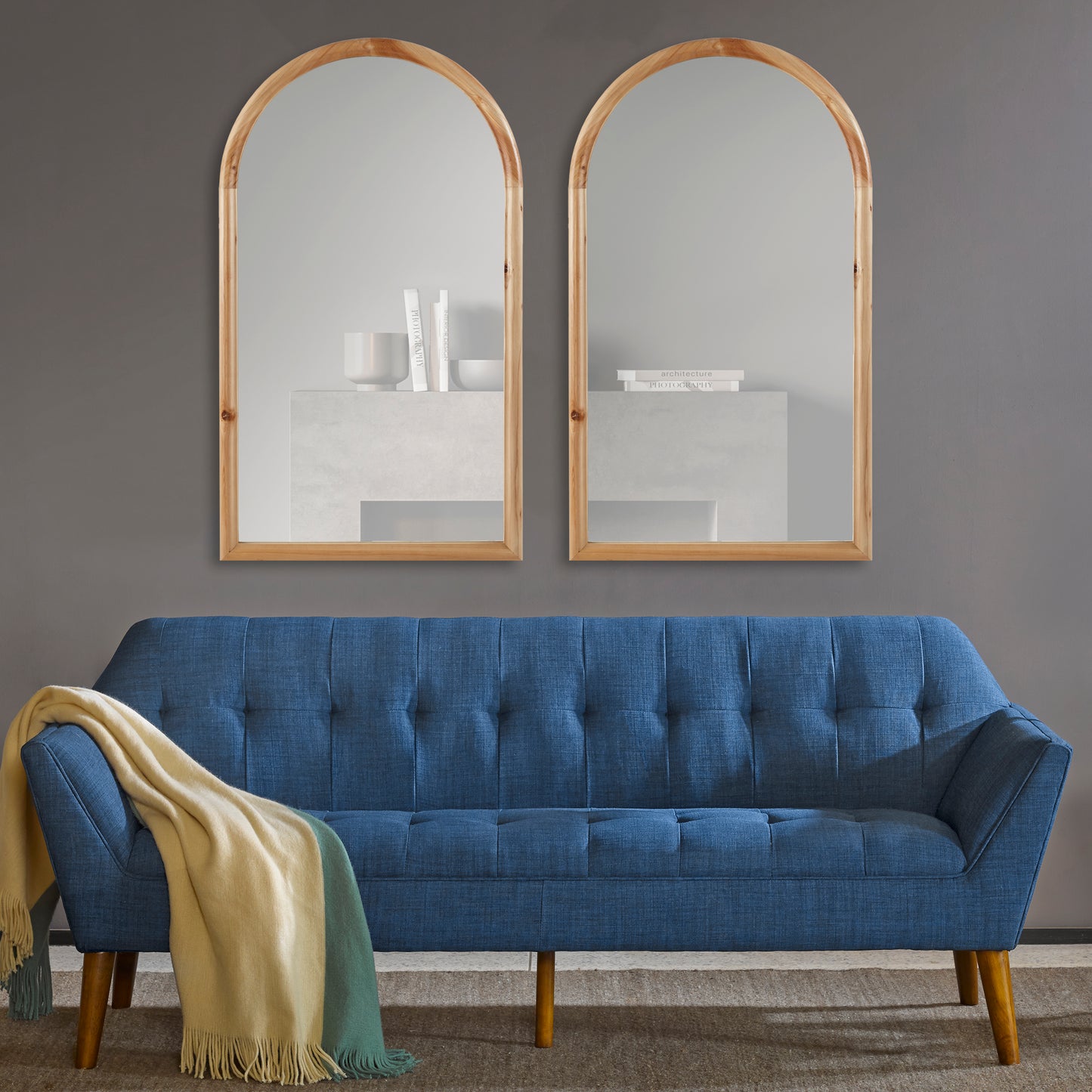 Arched Wood Wall Mirror