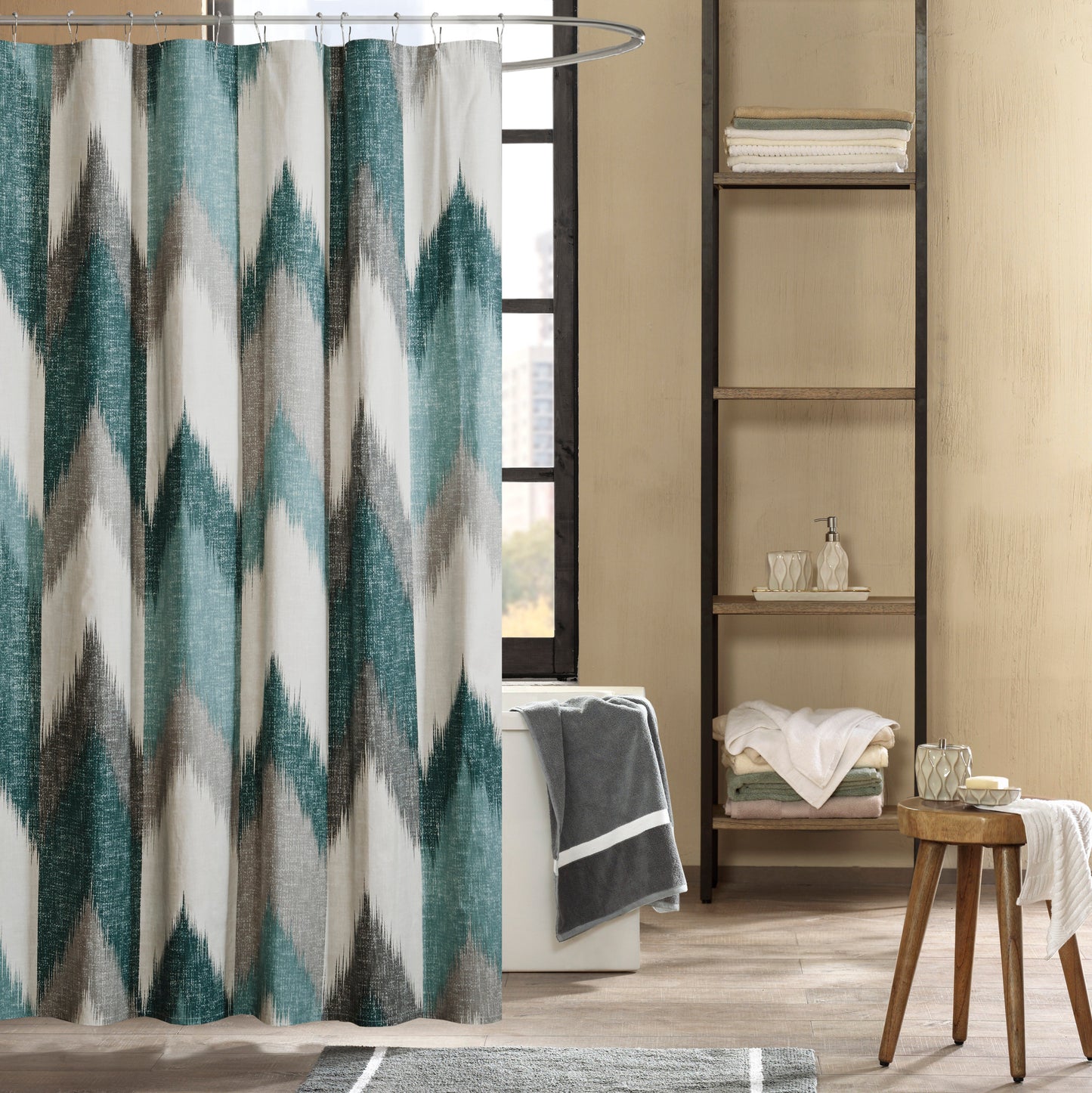 200 thread count Cotton Chevron Printed Bathroom Shower Curtains