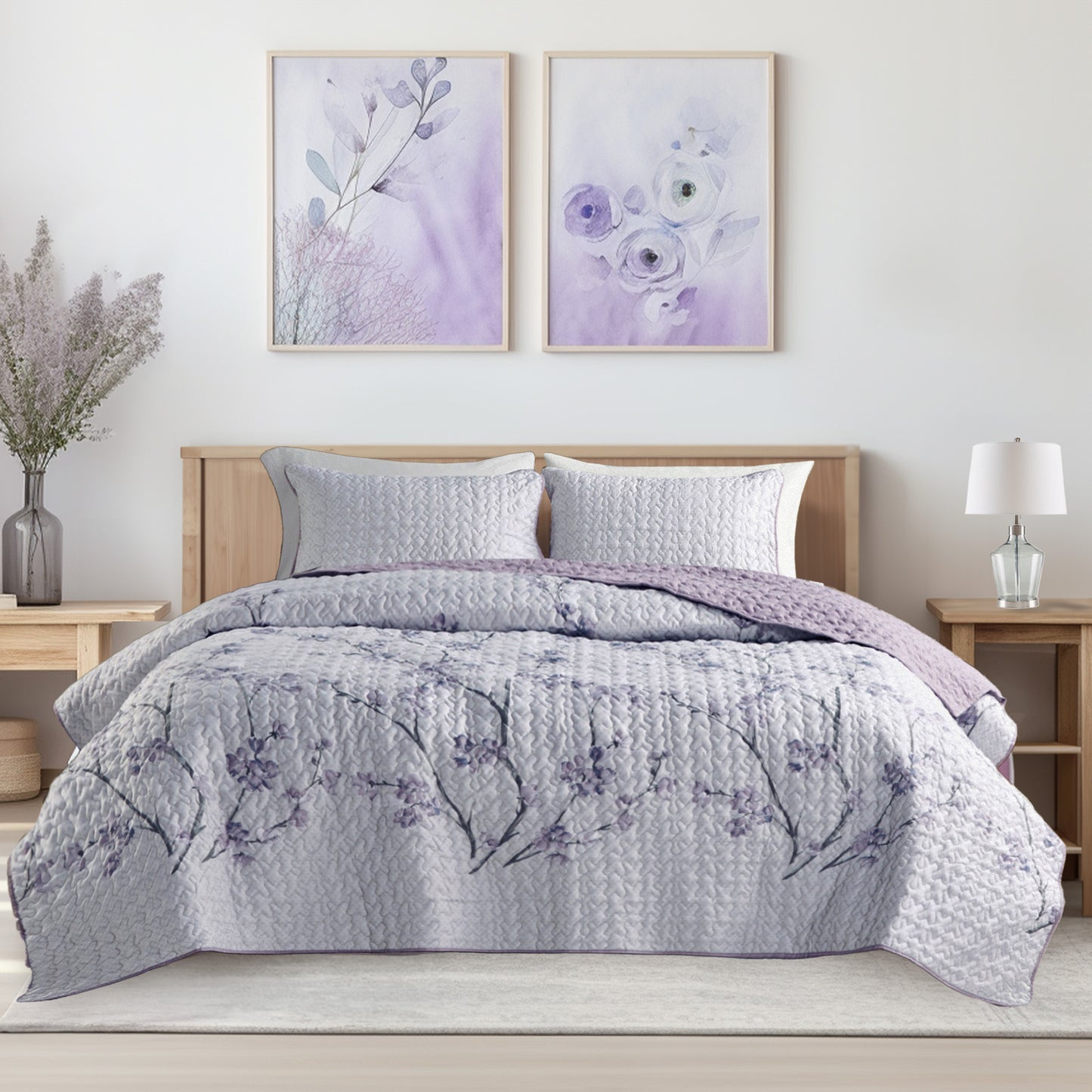Reversible Lightweight Vermicelli Stitching Bedspread